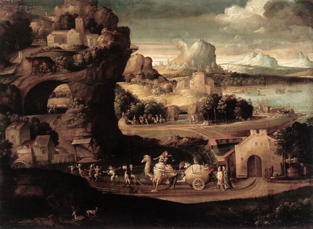 Landscape with Magicians by CARPI, Girolamo da