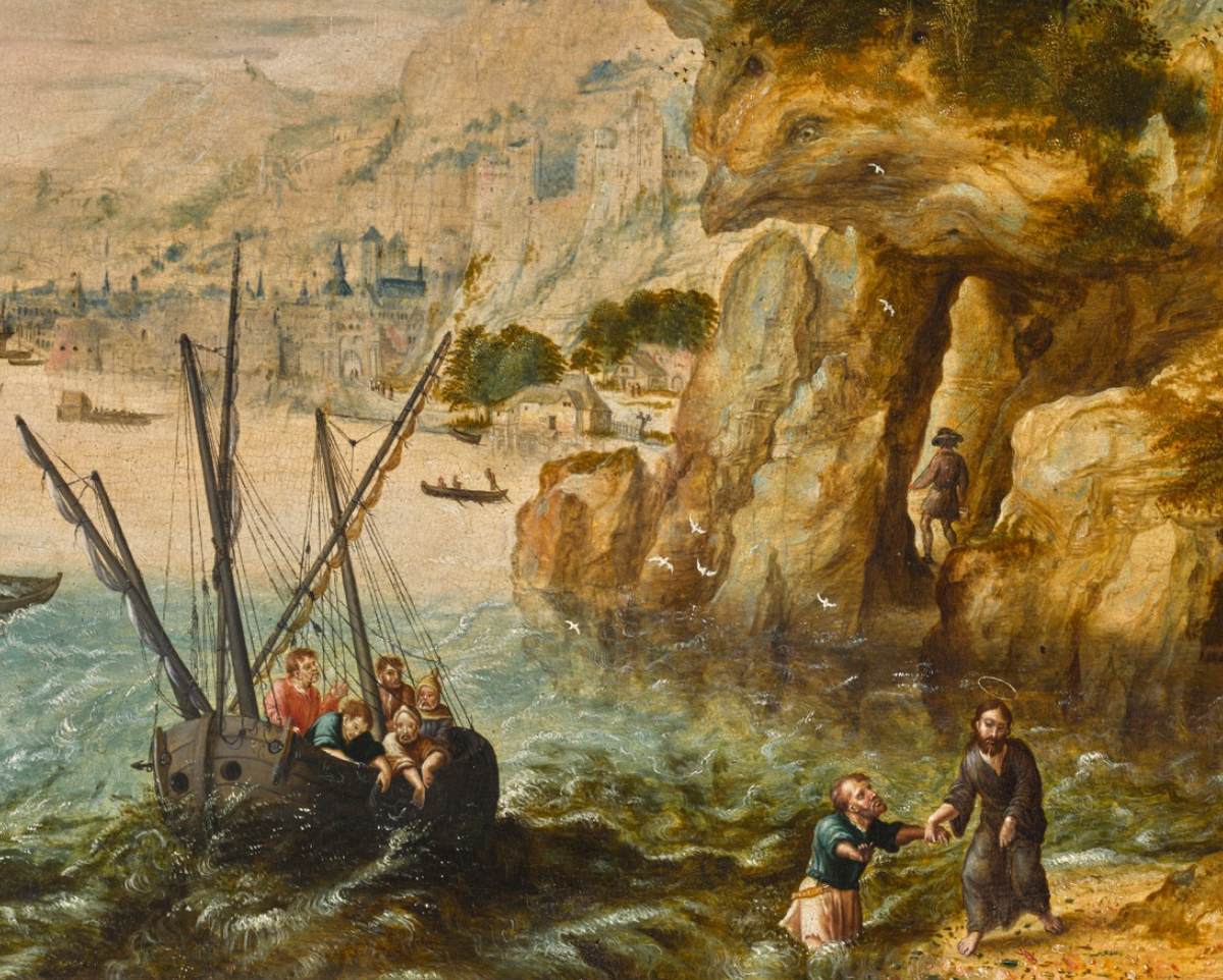 Extensive Coastal Landscape with the Calling of St Peter (detail) by