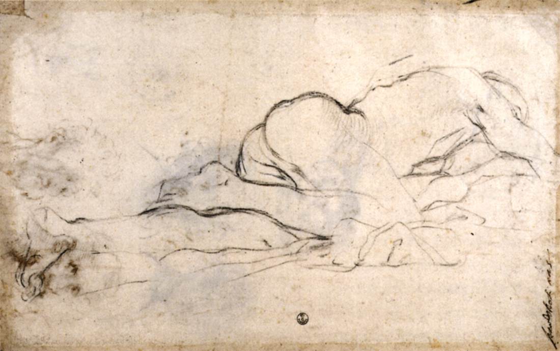 Reclining Nude (recto) by PONTORMO, Jacopo