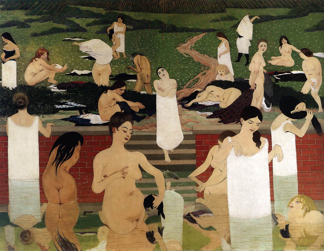 The Bathing-Pool on a Summer Evening by VALLOTTON, Félix