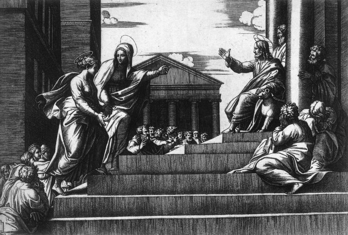 Jesus before the Temple by RAIMONDI, Marcantonio