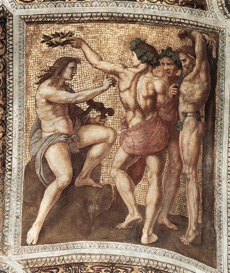 Apollo and Marsyas (ceiling panel) by RAFFAELLO Sanzio