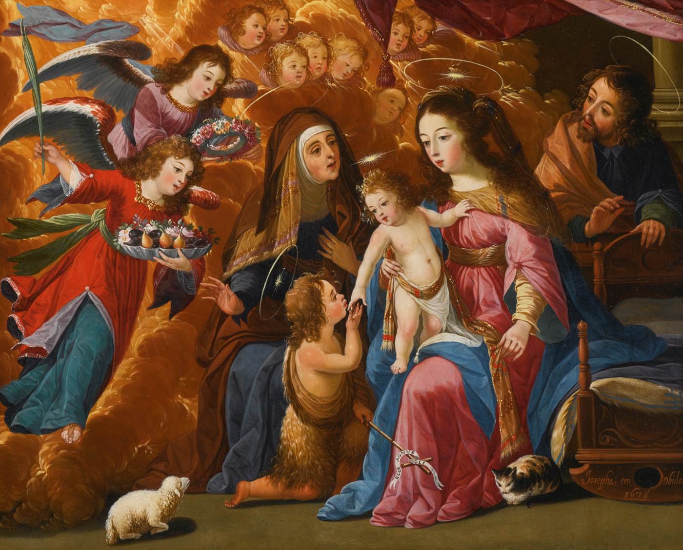 Holy Family with the Infant St John the Baptist, St Elizabeth and Angels by AYALA, Josefa de