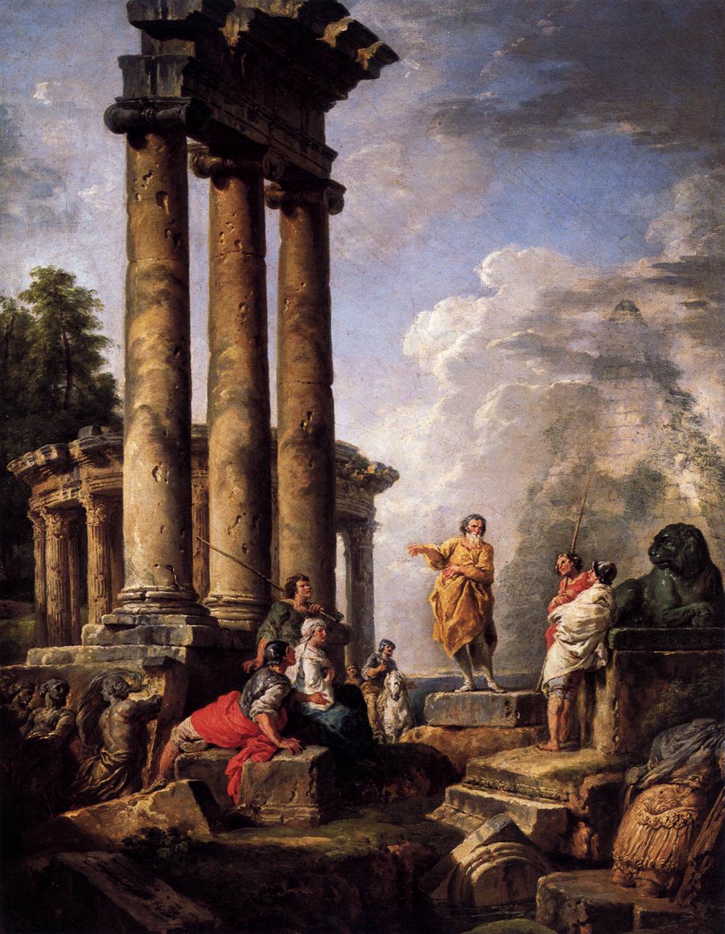 Ruins with St Paul Preaching by PANNINI, Giovanni Paolo