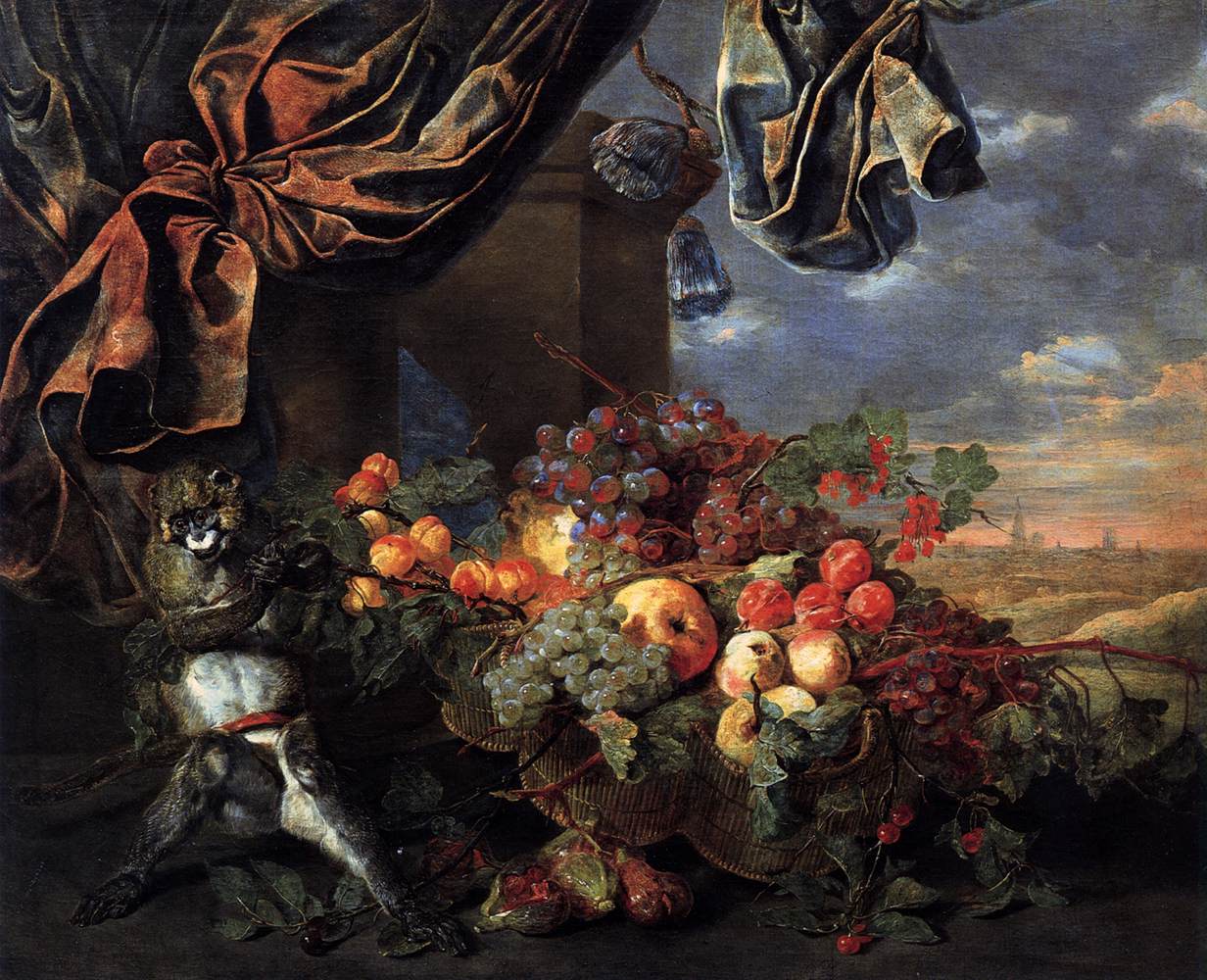 Still-Life with Fruit and Monkey by FYT, Jan