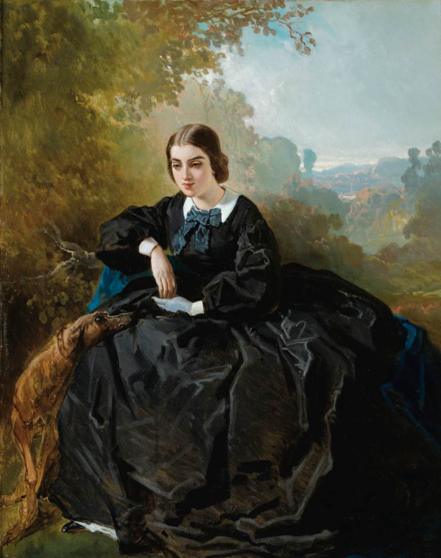 Pensive Young Lady Wearing a Black Dress by DEDREUX, Alfred