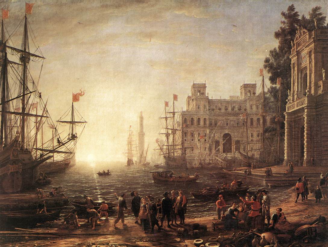 Port Scene with the Villa Medici by CLAUDE LORRAIN