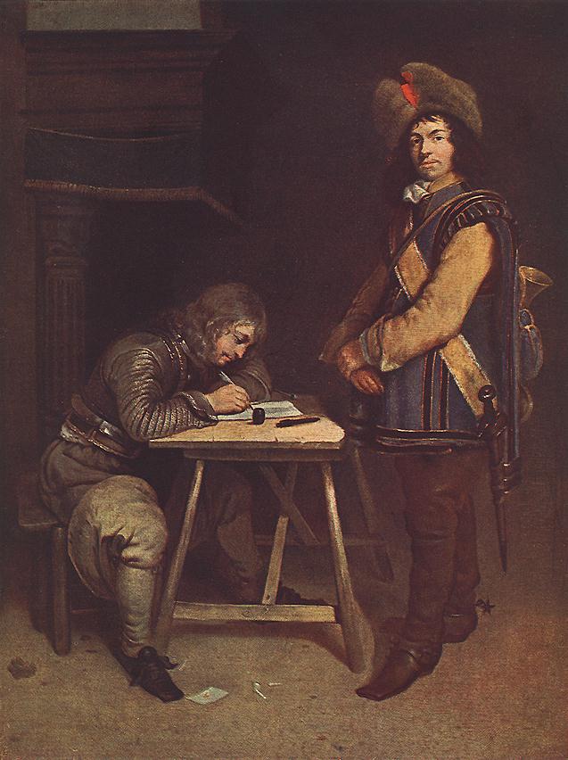 Officer Writing a Letter by TERBORCH, Gerard