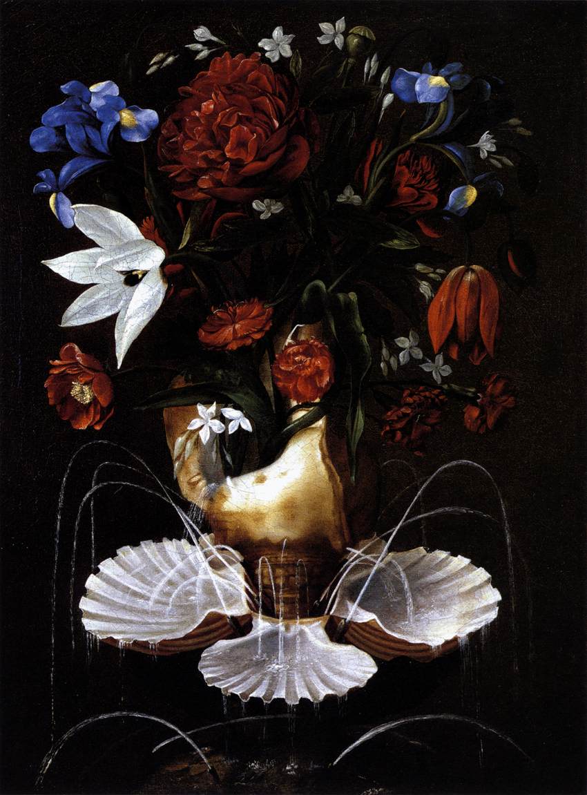 Still-Life with Shell Fountain and Flowers by ESPINOSA, Juan de