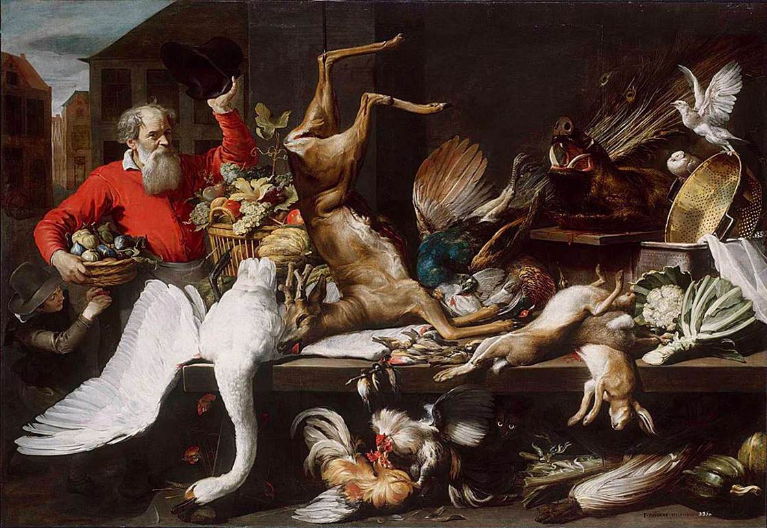 Still-Life with Dead Game, Fruits, and Vegetables in a Market by SNYDERS, Frans