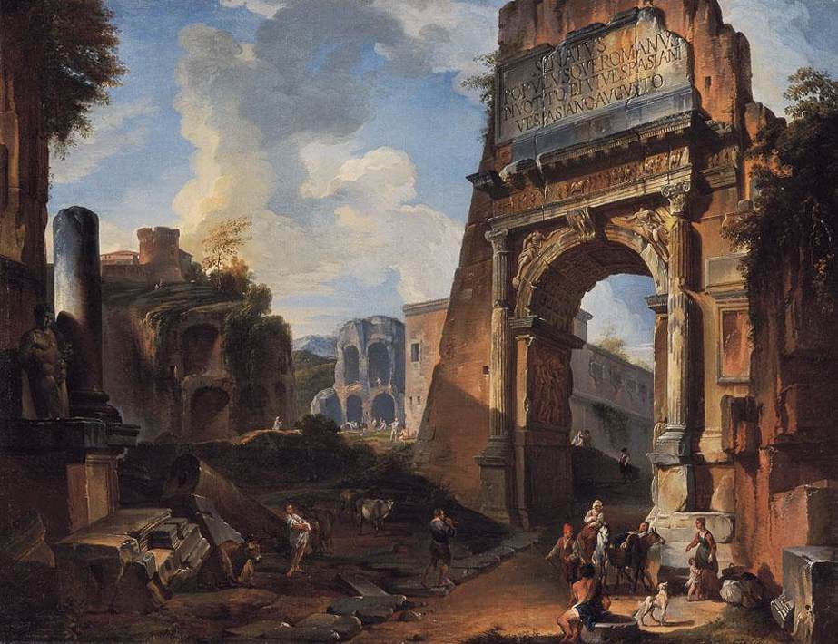 Ideal Landscape with the Titus Arch by PANNINI, Giovanni Paolo