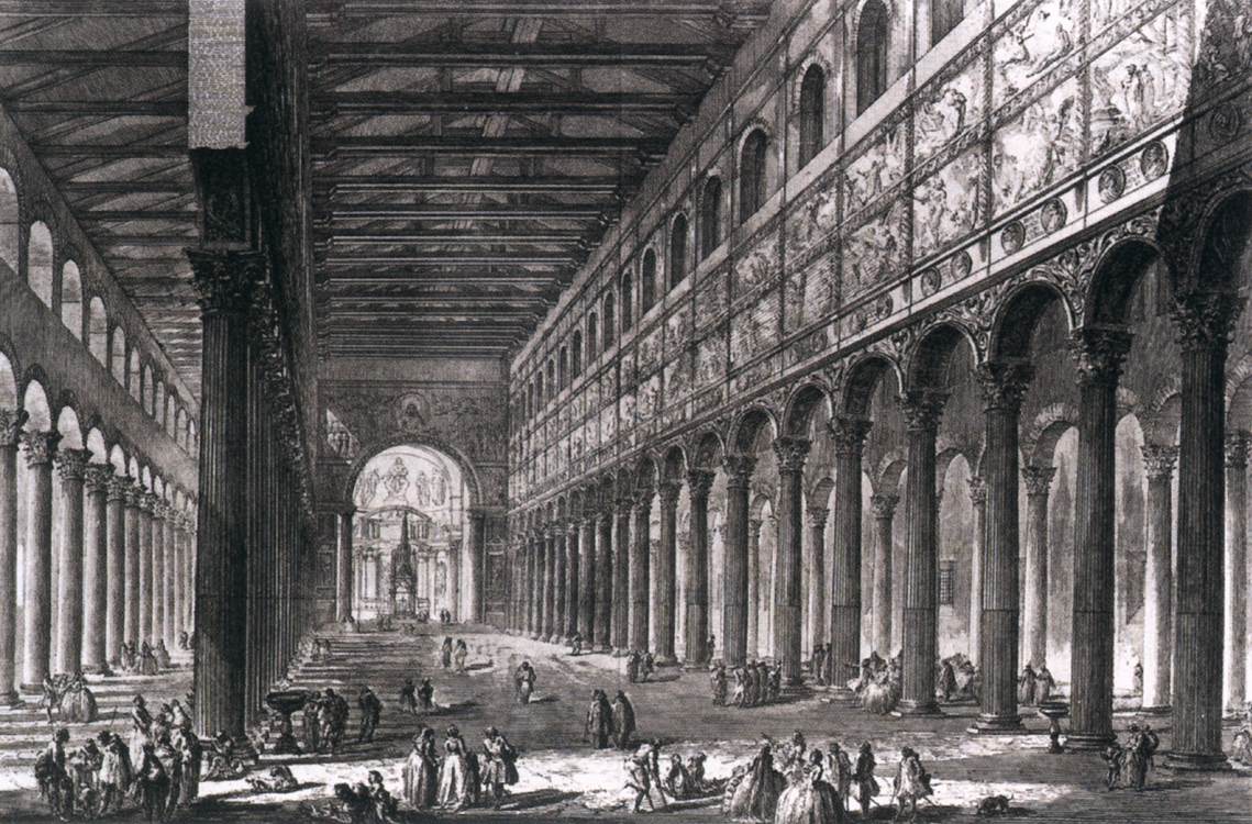 View of the Nave, San Paolo fuori le Mura, Rome by PIRANESI, Giovanni Battista