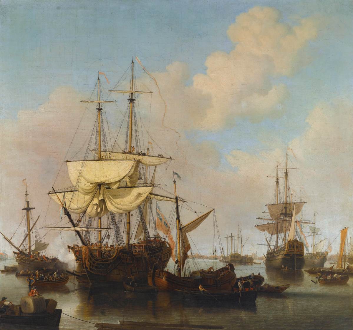 Shipping at Anchor in the Thames Estuary, near Wapping by SCOTT, Samuel