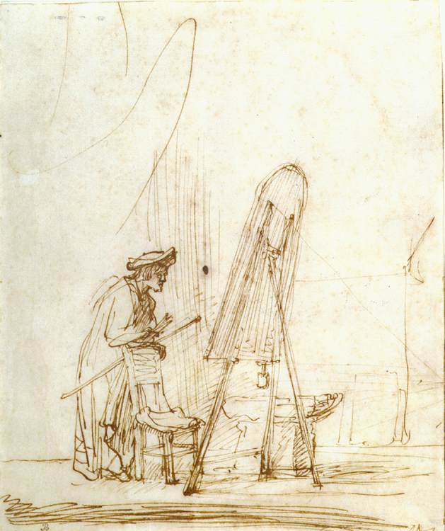 A young painter in his studio by REMBRANDT Harmenszoon van Rijn