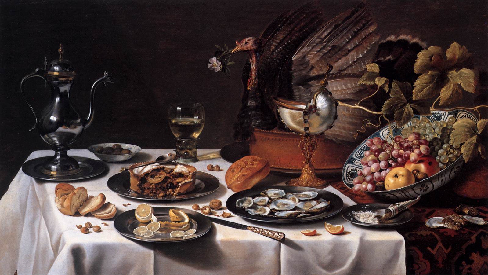 Still-life with Turkey-Pie by CLAESZ., Pieter