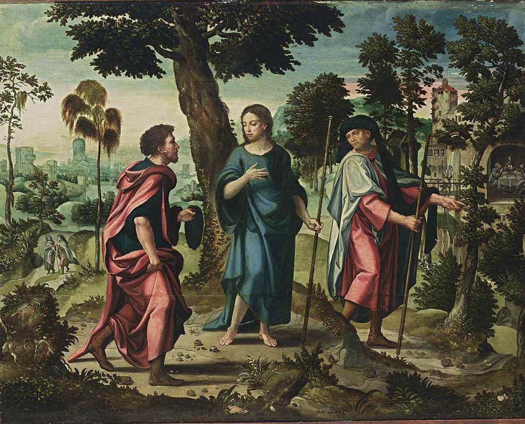 Christ and His Disciples on Their Way to Emmaus by COECKE VAN AELST, Pieter