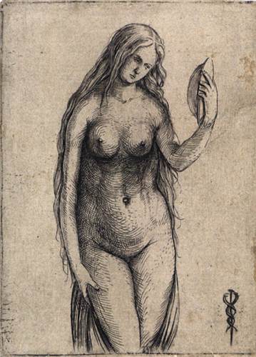 Nude Woman Holding a Mirror by