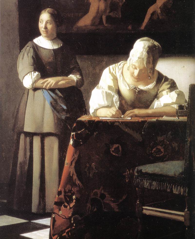 Lady Writing a Letter with Her Maid (detail) by