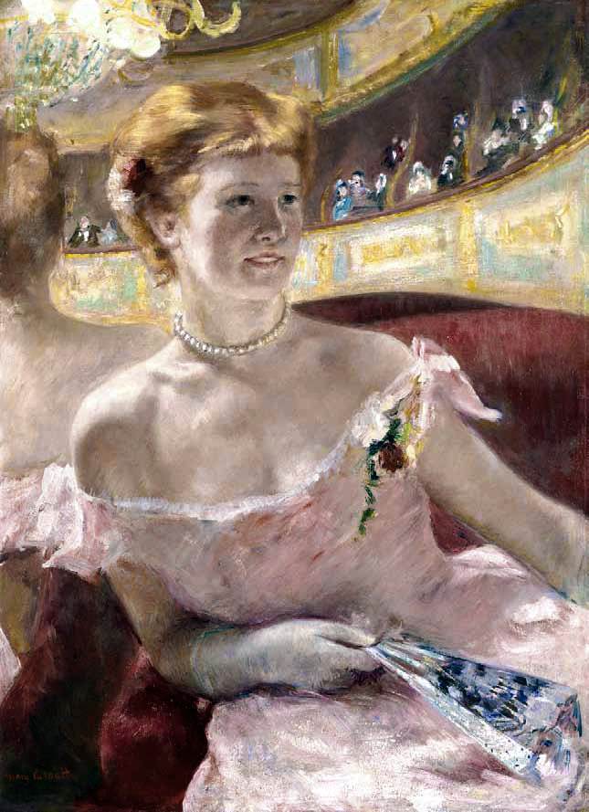 Woman with a Pearl Necklace in a Loge by CASSATT, Mary