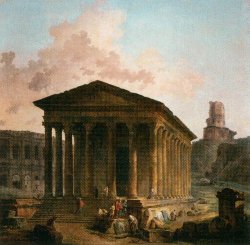 The Maison Carrée, the Arenas and the Magne Tower in Nimes by