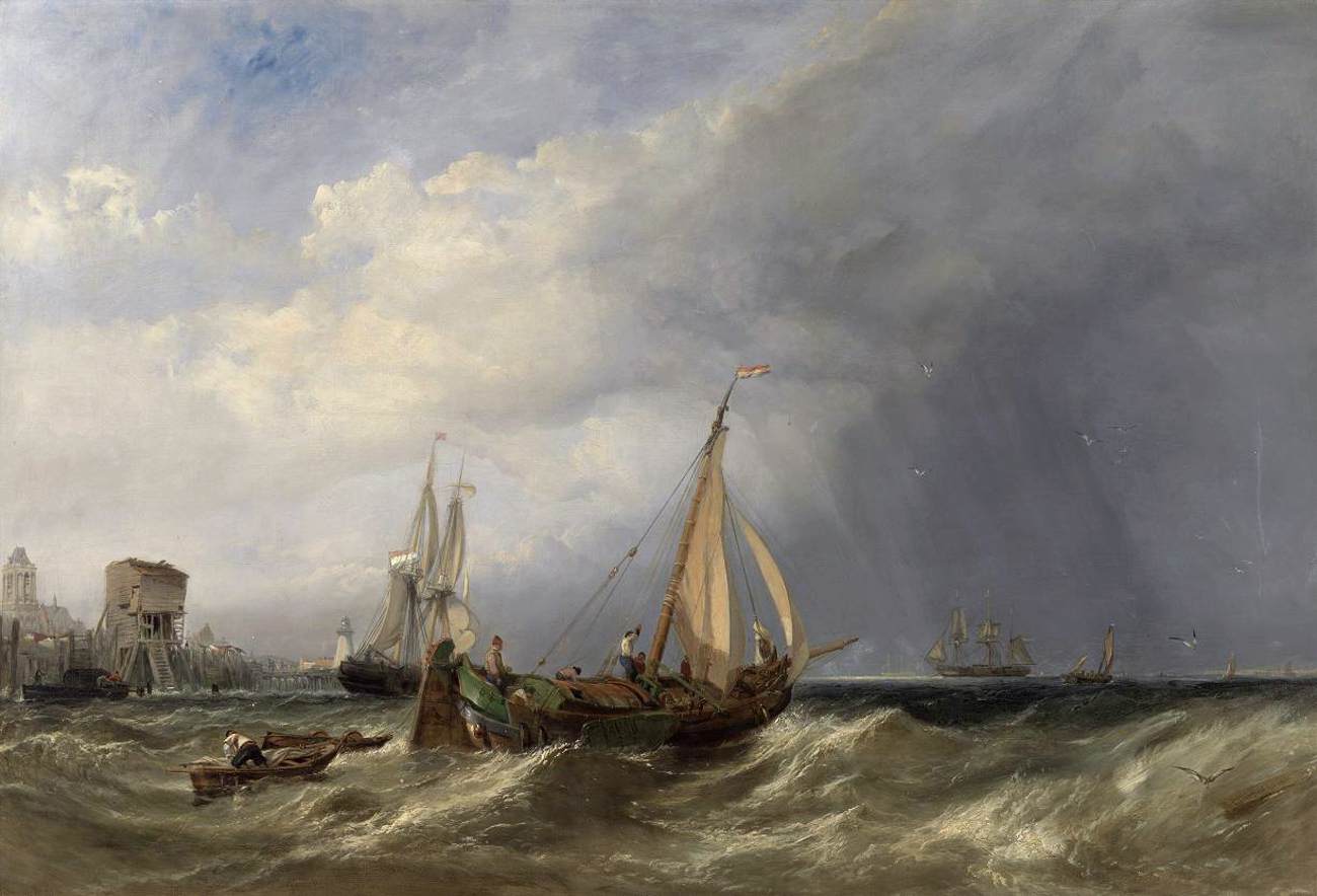 Dutch Barge and Merchantmen near Rotterdam by STANFIELD, Clarkson