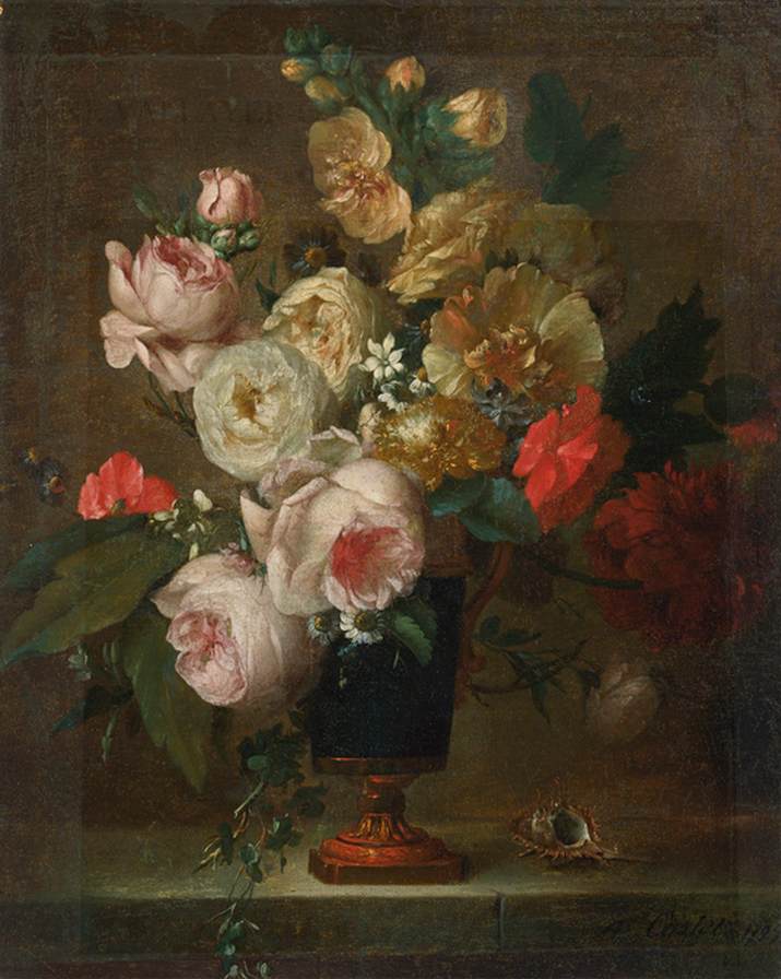 Still-Life of Flowers in a Vase with a Shell by