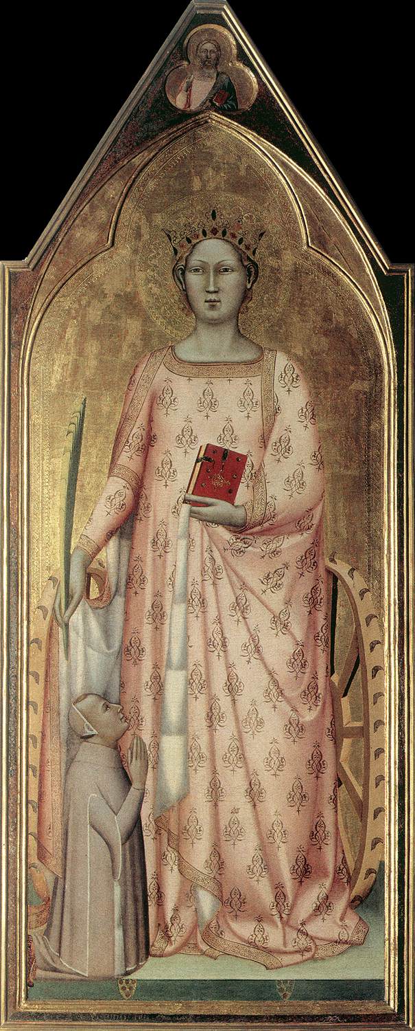 St Catherine of Alexandria with Donor and Christ Blessing by DADDI, Bernardo