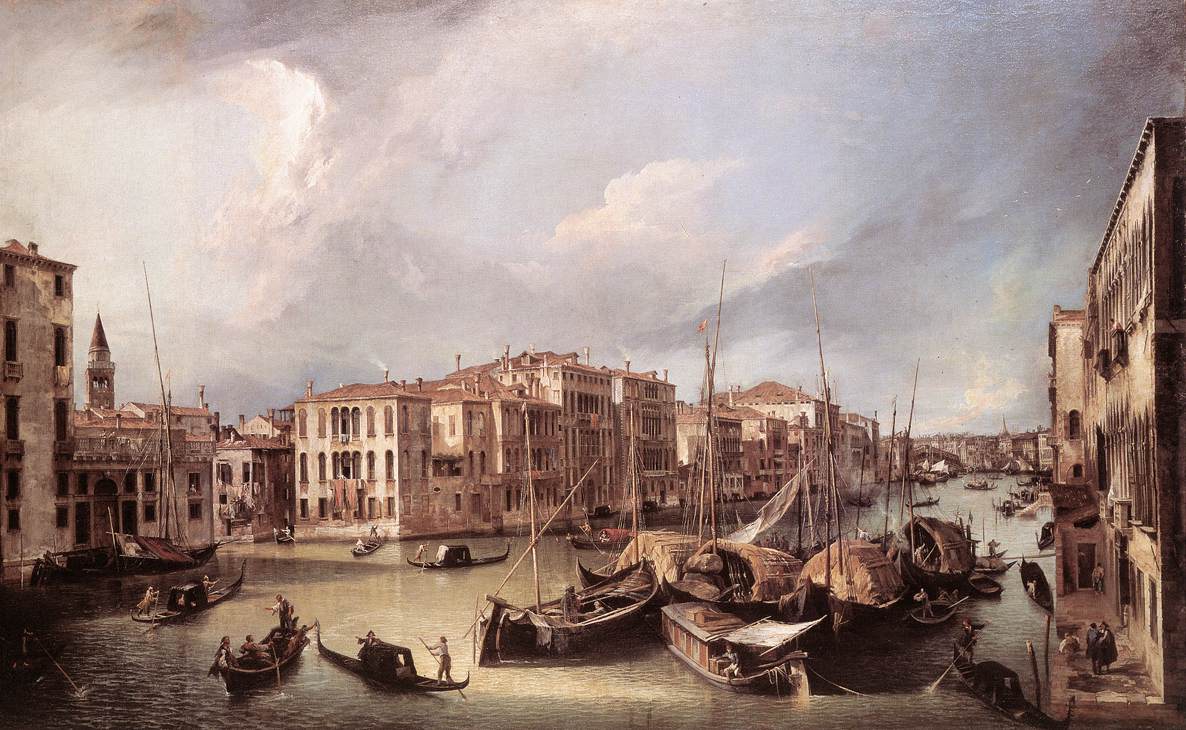 Grand Canal: Looking North-East toward the Rialto Bridge by CANALETTO