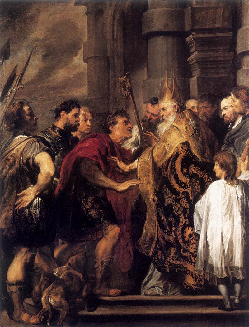 Emperor Theodosius Forbidden by St Ambrose To Enter Milan Cathedral by