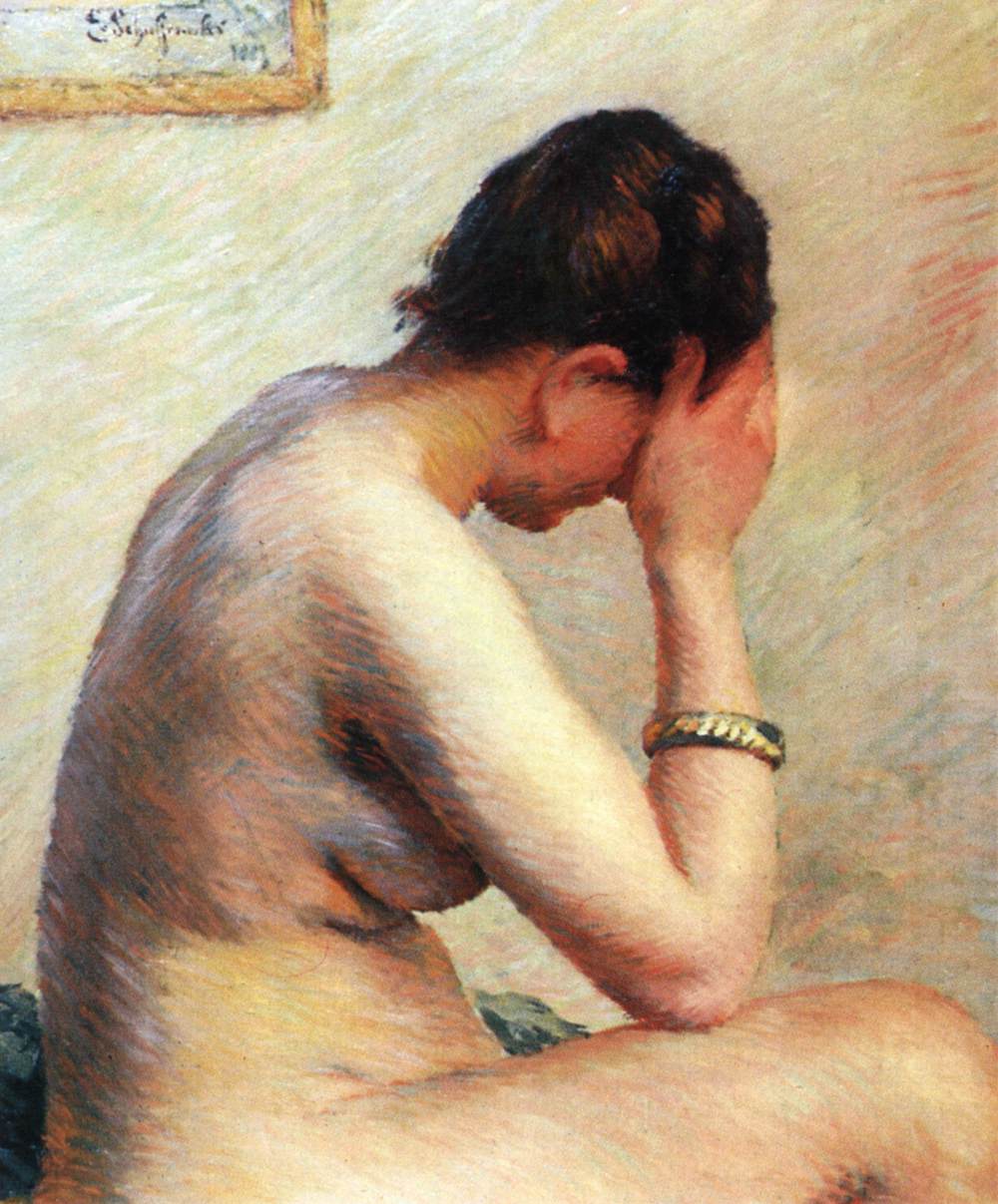 Female Nude Seated on a Bed by