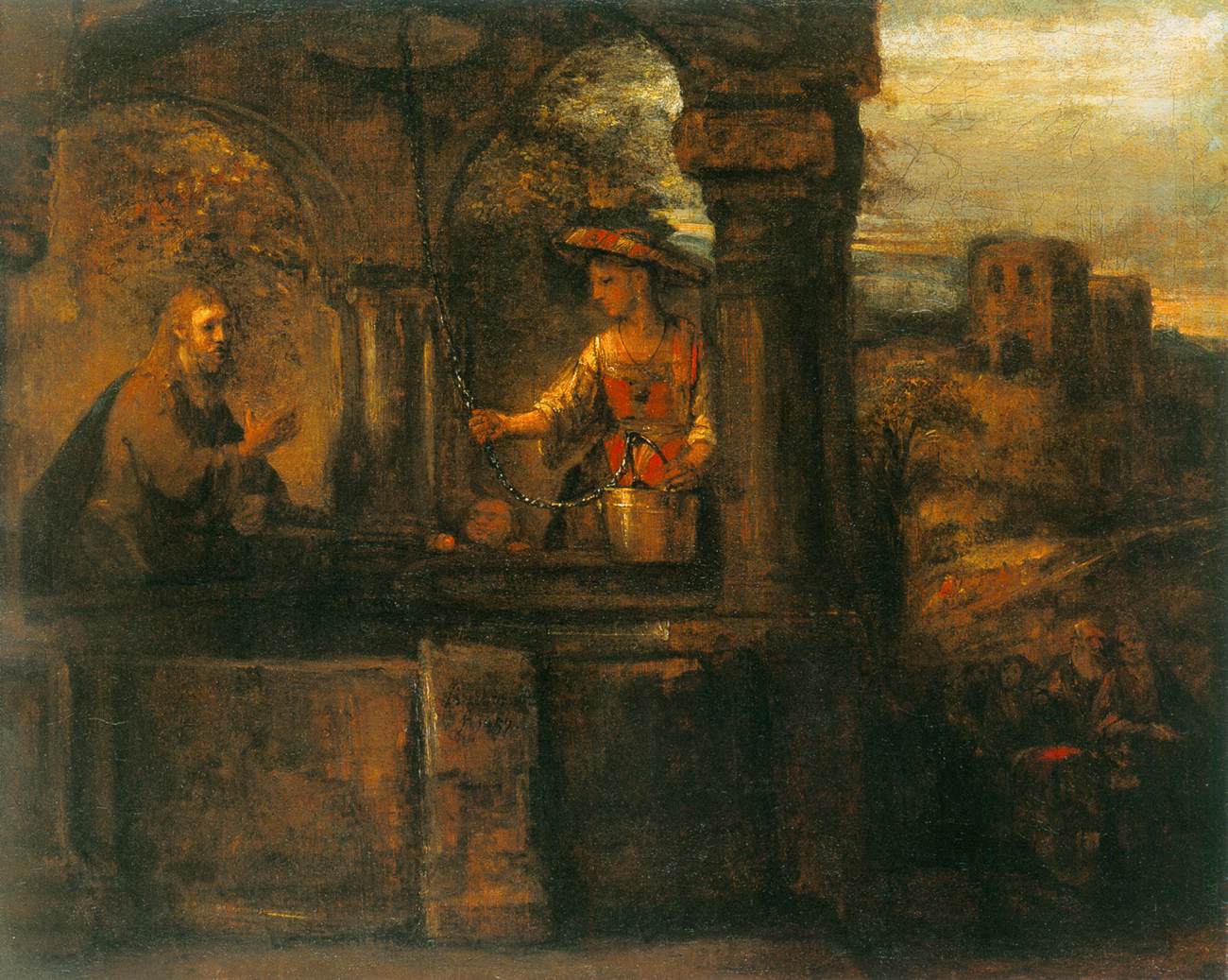 Christ and the Woman of Samaria by REMBRANDT Harmenszoon van Rijn