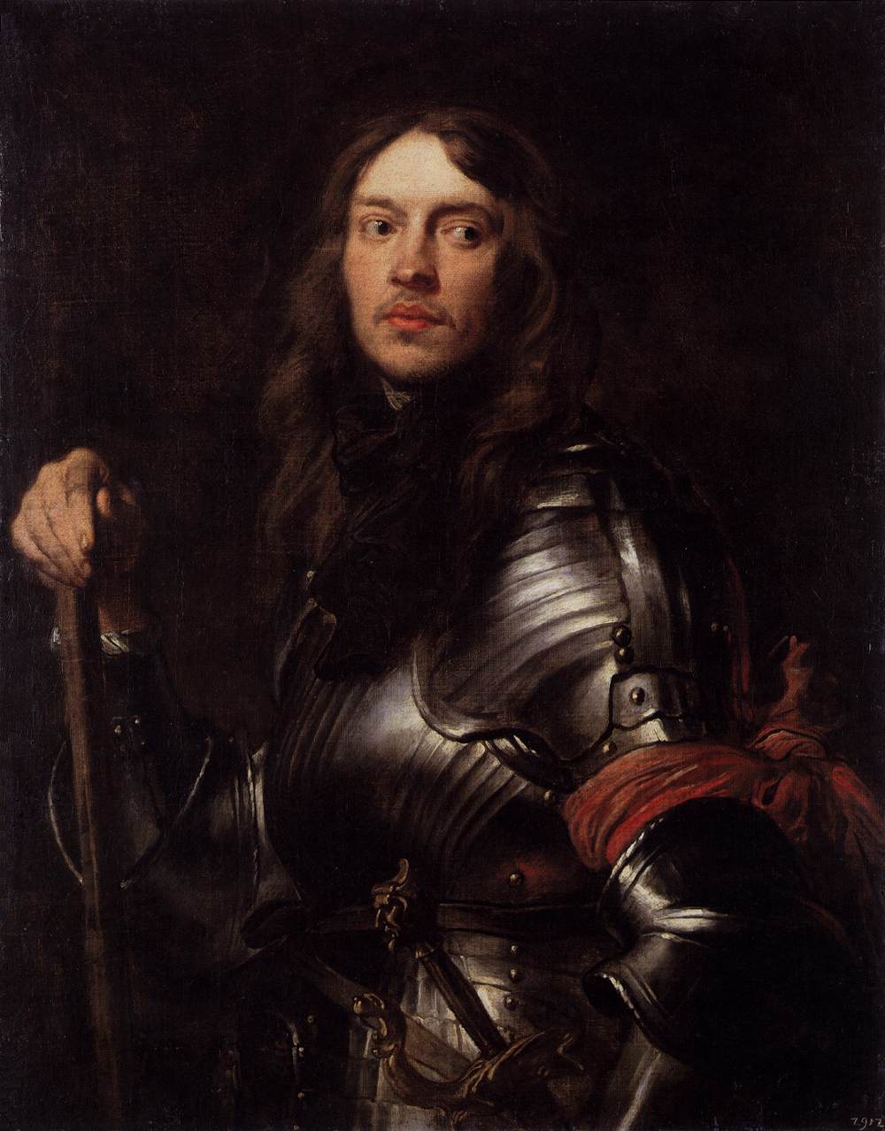 Portrait of a Man in Armour with Red Scarf by DYCK, Sir Anthony van