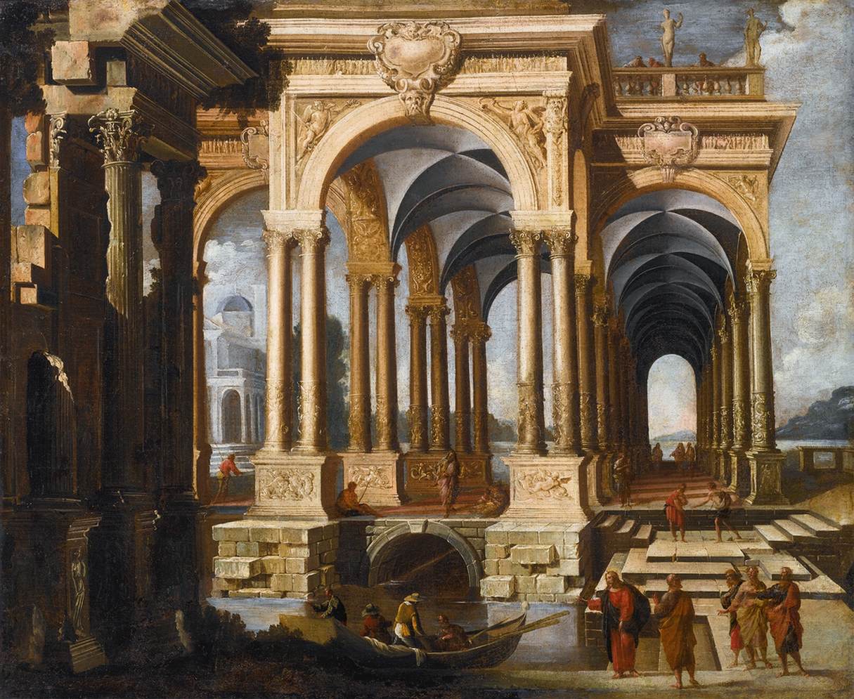 Architectural Capriccio with Christ and Disciples by NOMÉ, François de