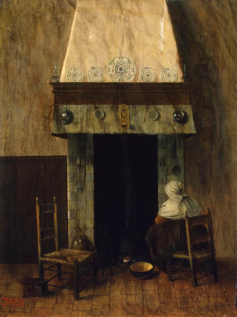 An Old Woman by a Fireplace by VREL, Jacobus