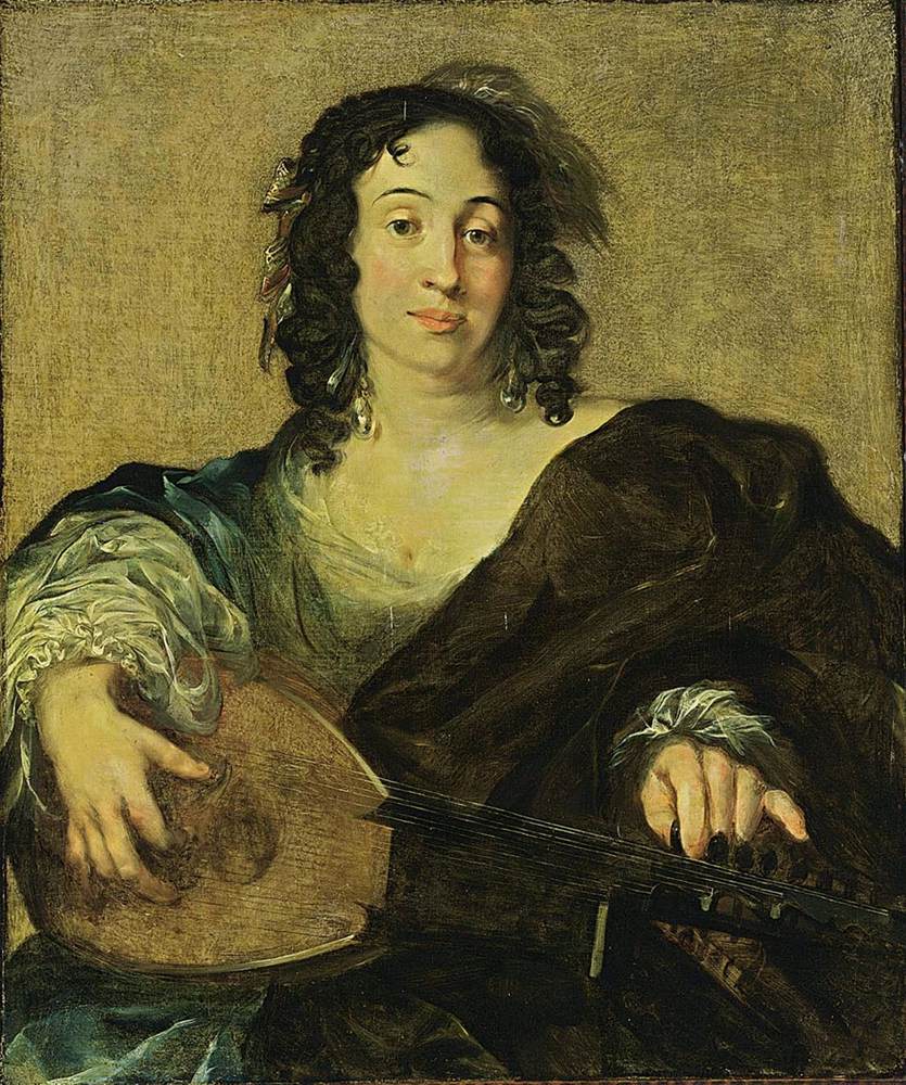 A Young Woman Tuning a Lute by