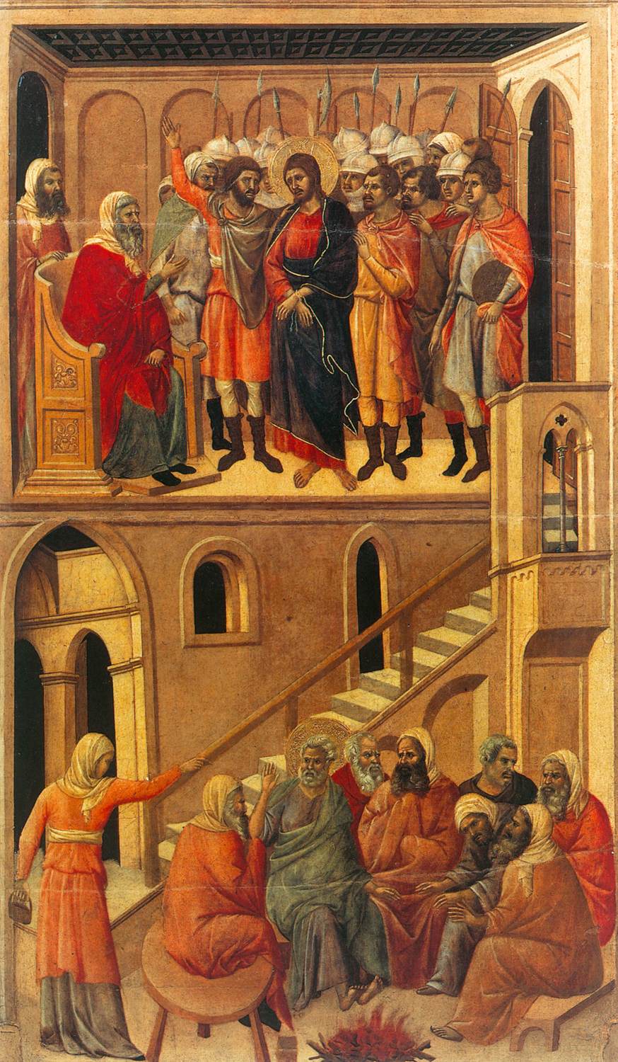 Jesus before Annas and Peter First Denying Jesus (scenes 8-9) by DUCCIO di Buoninsegna