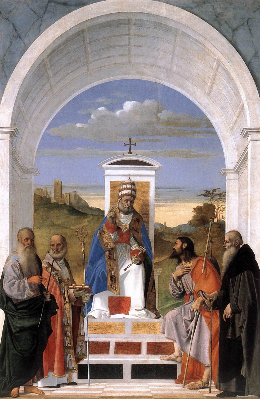 St Peter Enthroned and Four Saints by