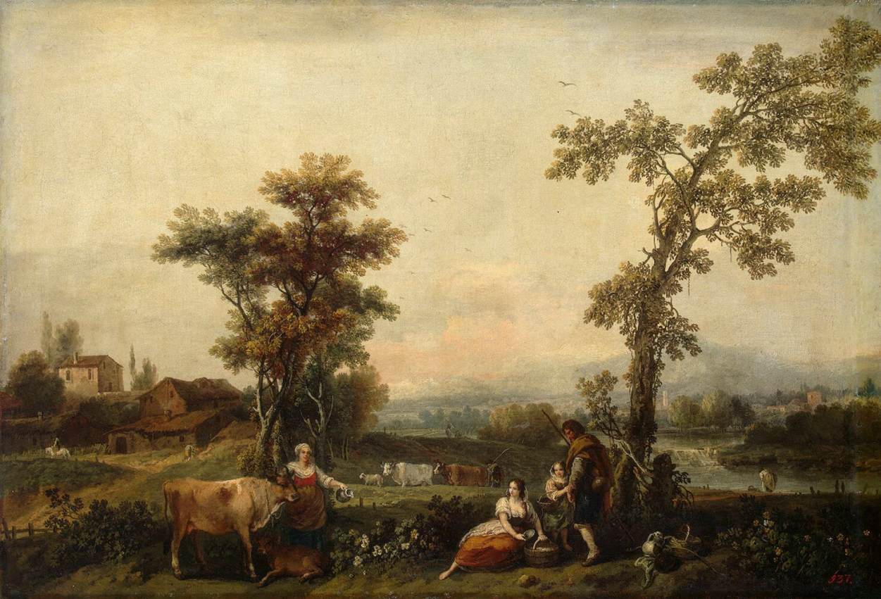 Landscape with a Woman Leading a Cow by ZUCCARELLI, Francesco