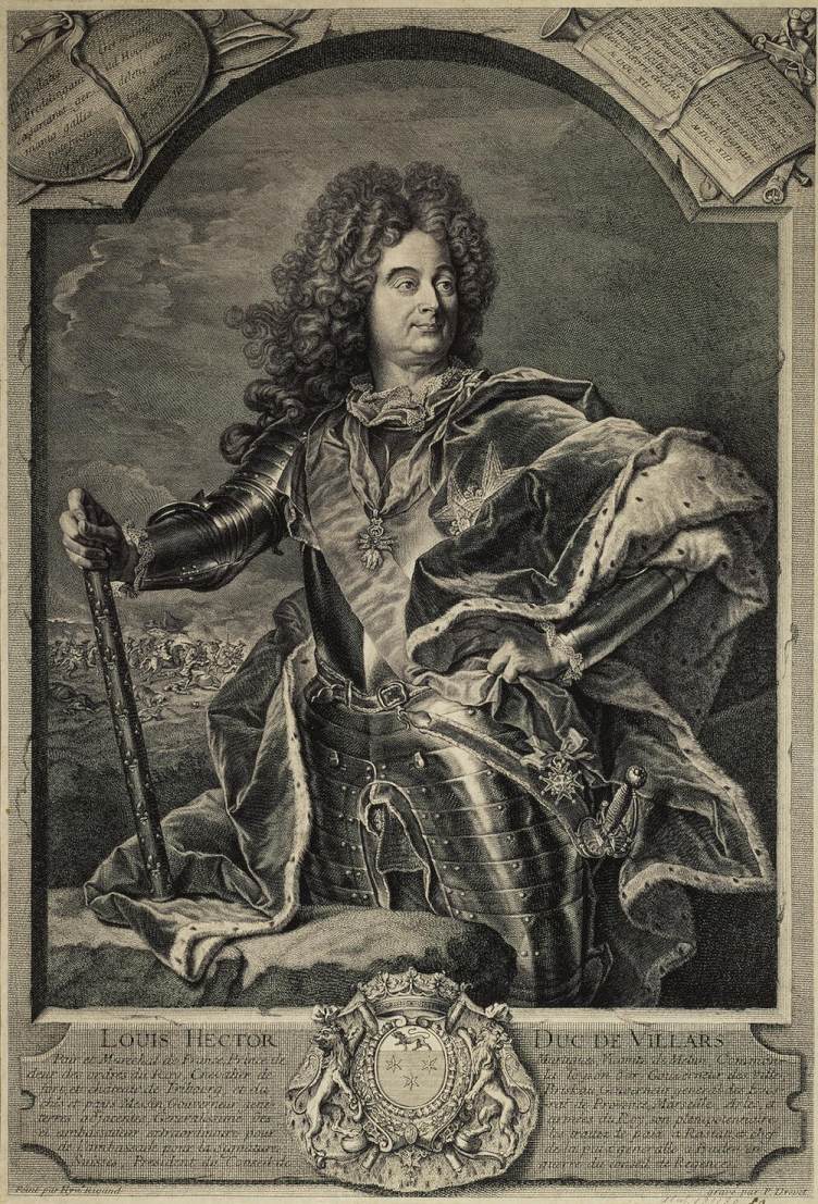 Portrait of Louis Hector, Duc de Villars, Marshal of France by DREVET, Pierre