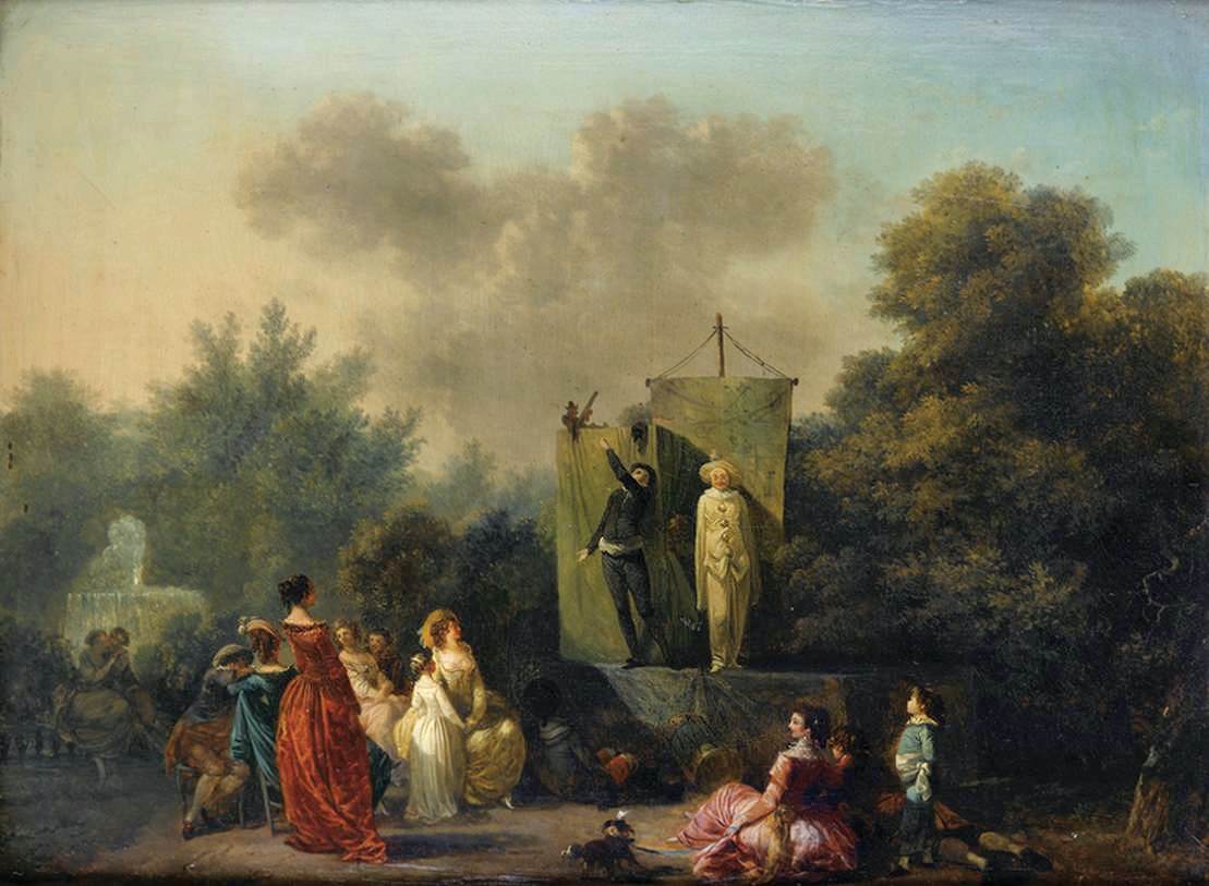 Parade with Pierrot, Scapin and Arlequin by TAUNAY, Nicolas Antoine