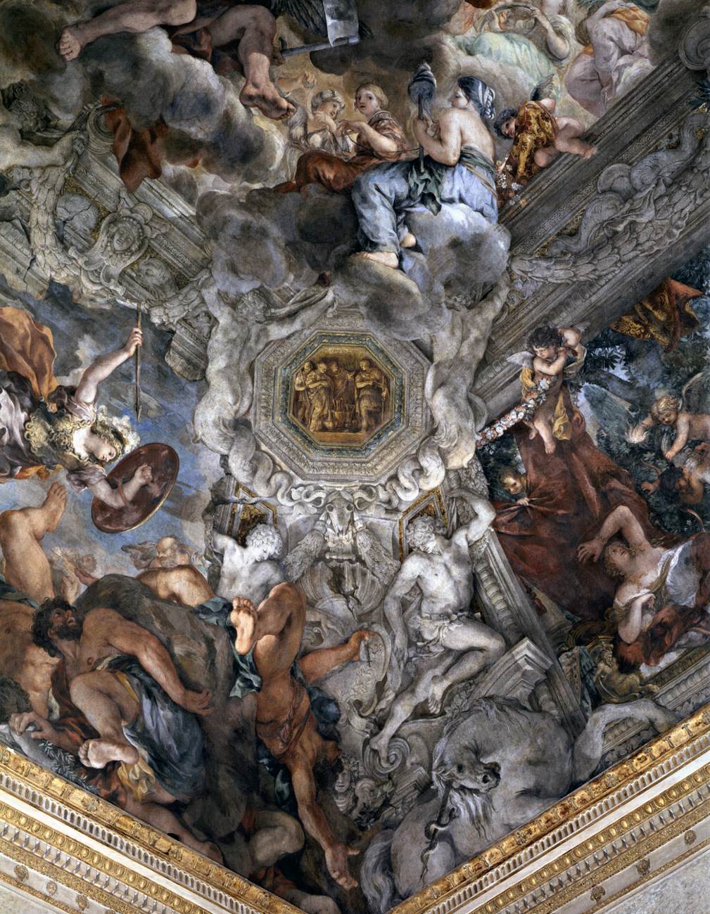 Ceiling vault in the Salone (detail) by CORTONA, Pietro da