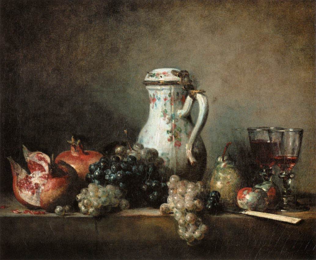 Grapes and Pomegranates by CHARDIN, Jean-Baptiste-Siméon