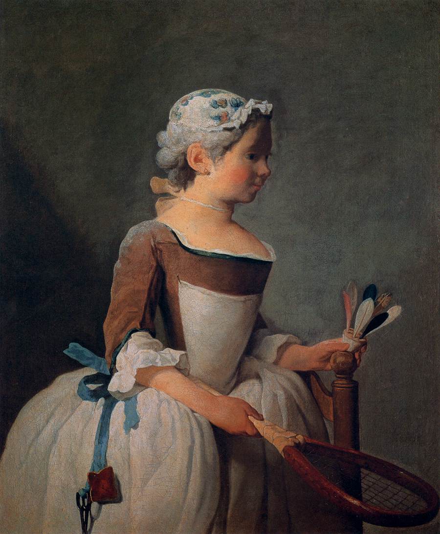 Girl with Racket and Shuttlecock by CHARDIN, Jean-Baptiste-Siméon