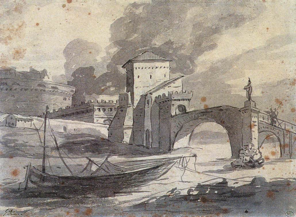 View of the Tiber and Castel St Angelo by DAVID, Jacques-Louis