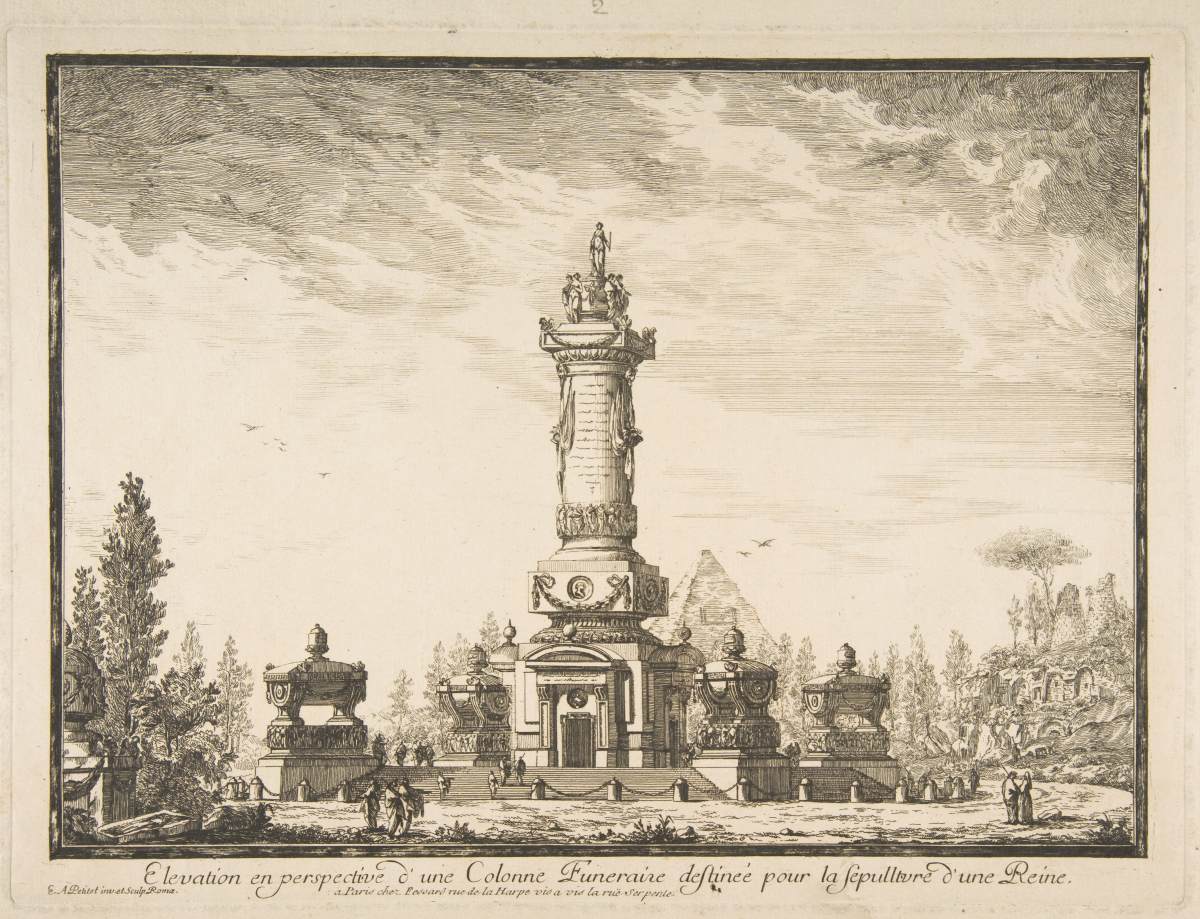 Elevation en perspective d'une colonne destinée pour la Sépultre d'une Reine by PETITOT, Ennemond-Alexandre