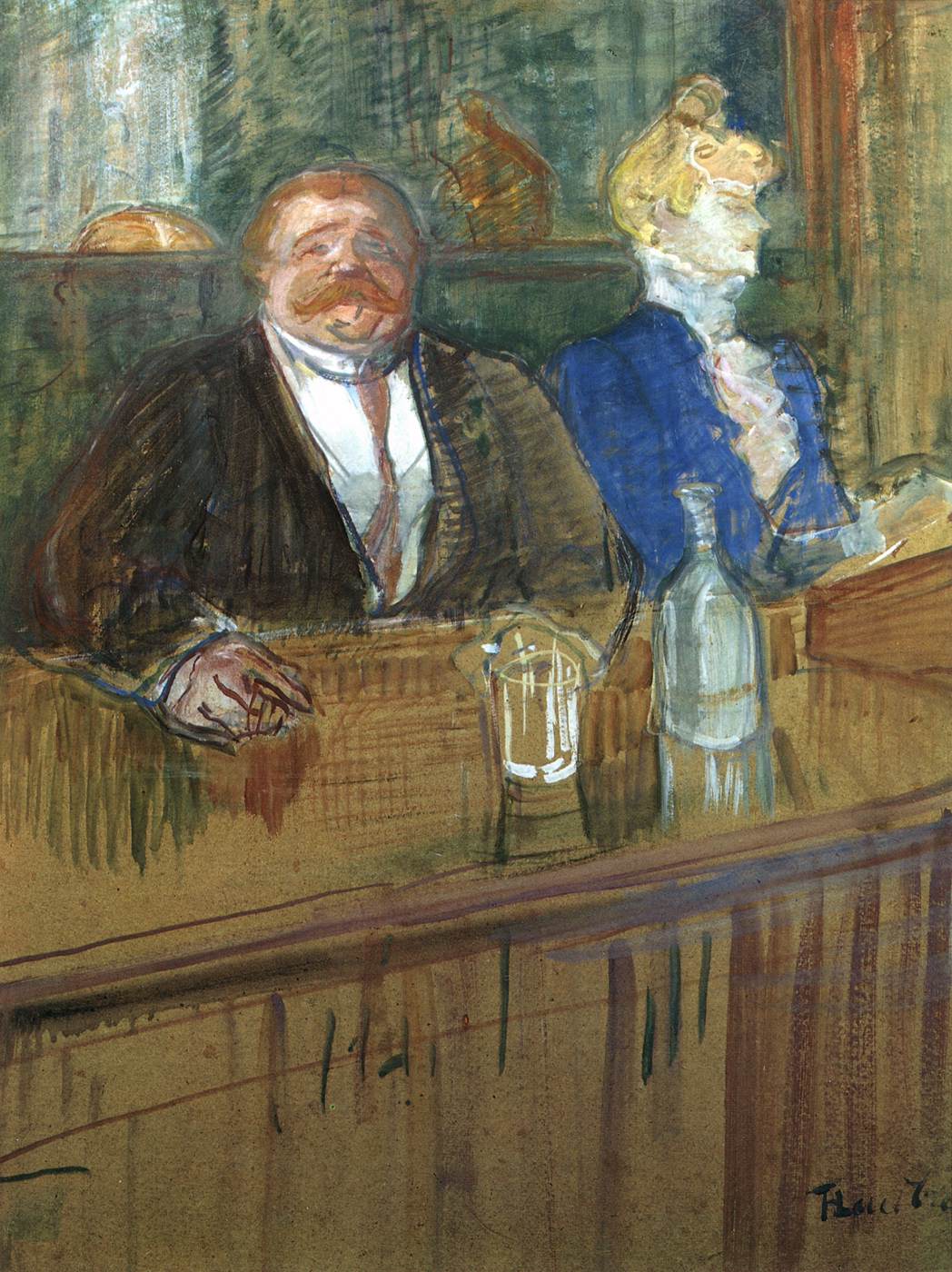 In the Café: The Guest and the Anaemic Cashier by TOULOUSE-LAUTREC, Henri de