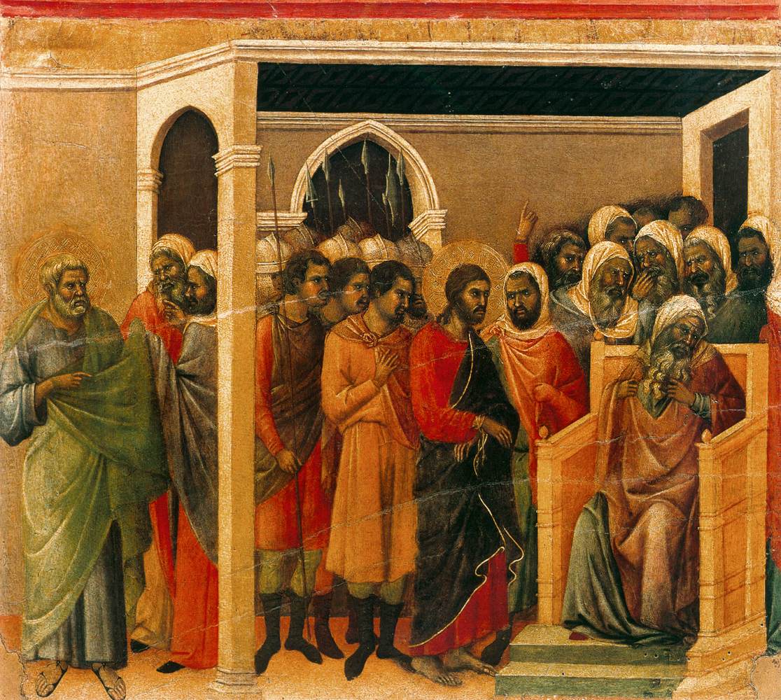 Christ Before Caiaphas (scene 10) by DUCCIO di Buoninsegna