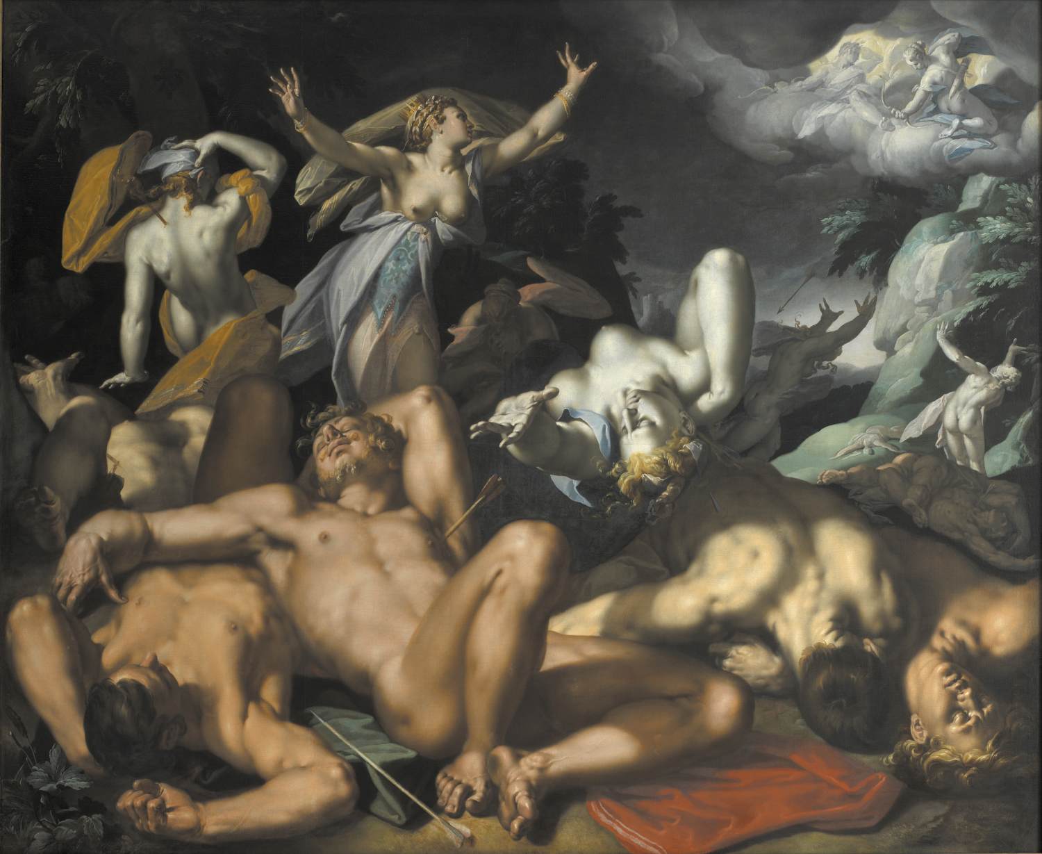 Apollo and Diana Punishing Niobe by Killing her Children by BLOEMAERT, Abraham