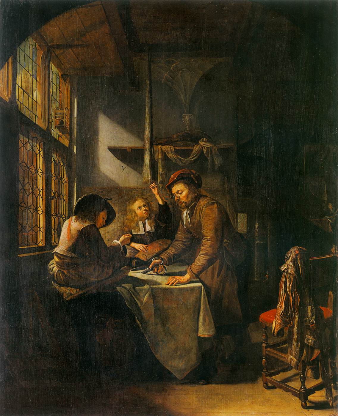 A Tailor's Workshop by SLINGELAND, Pieter Cornelisz. van