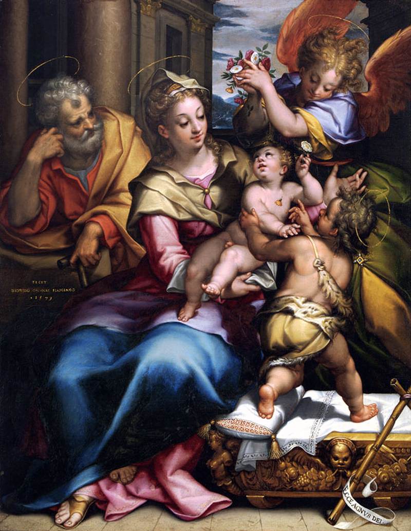 Holy Family with the infant St John the Baptist and an Angel by CALVAERT, Denys